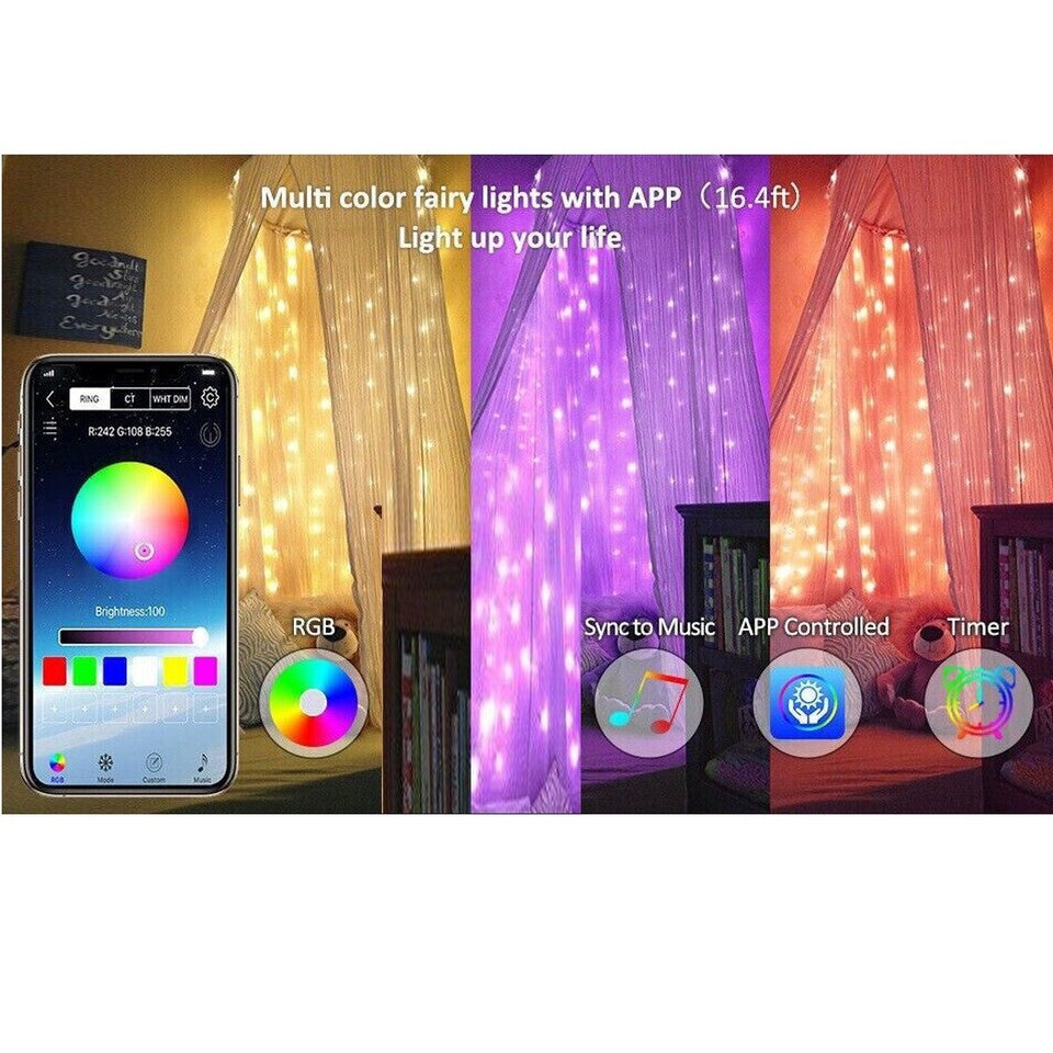 STRISCIA 200 LED 20MT BLUETOOTH RGB SMART APP LUCI DI NATALE IP20 ALBERO