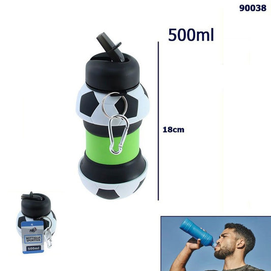 BORRACCIA SPORTIVA BOTTIGLIA 500ML PALESTRA PIEGHEVOLE PALLONE CALCIO 90038