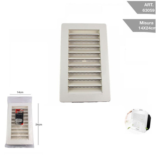GRIGLIA DI AERAZIONE IN PLASTICA 14X24 CM VENTILAZIONE AMBIENTI E CUCINE 63059