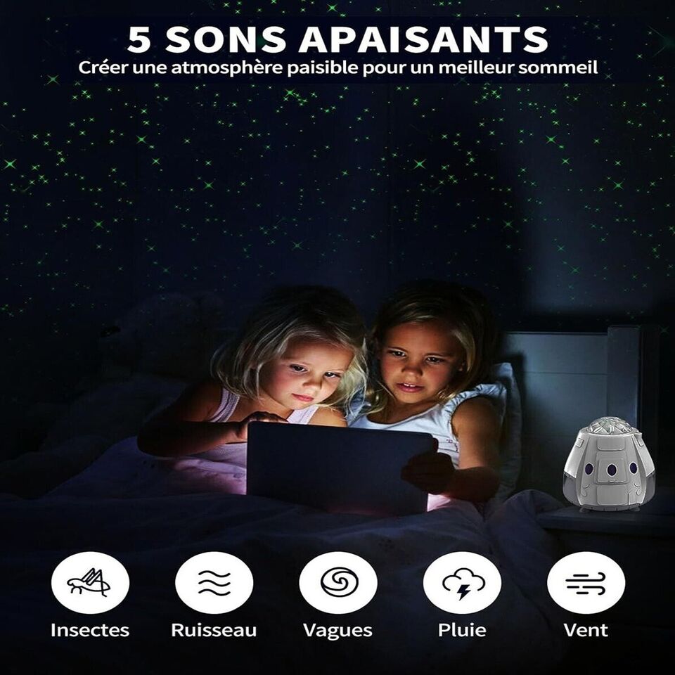CASSA BLUETOOTH PROIETTORE LAMPADA LUCE NOTTURNA GALASSIA CAPSULA ASTRONAVE