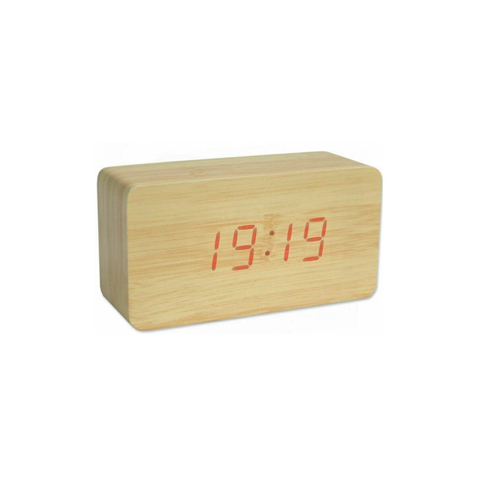 SVEGLIA OROLOGIO DIGITALE LED EFFETTO LEGNO CON SUONO ALLARME E TEMPERATURA 1295