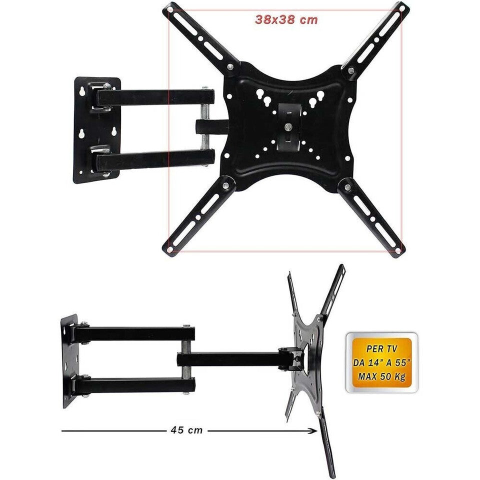 SUPPORTO STAFFA BRACCIO TV TELEVISORE LCD PLASMA LED DA 14 A 55 POLLICI 117B-2