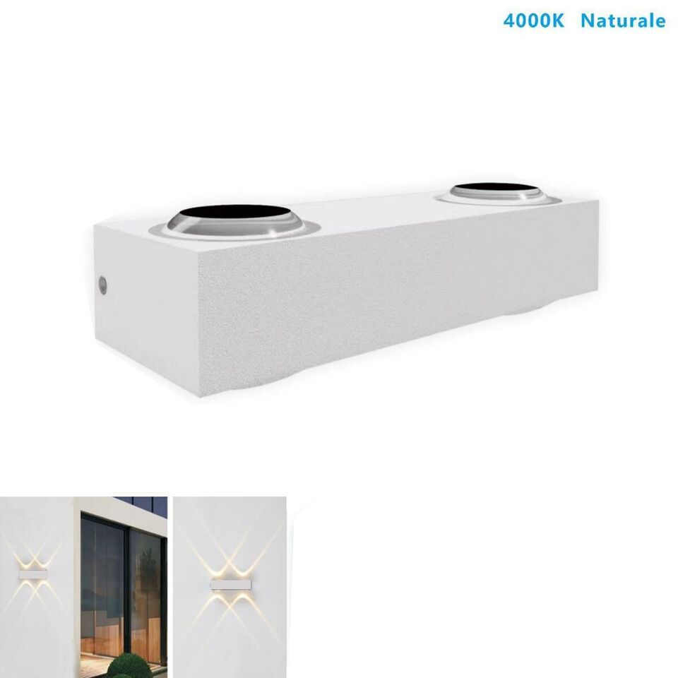 APPLIQUE LED 4W BIANCO LAMPADA LUCE NATURALE PARETE UP DOWN ESTERNO INTERNO