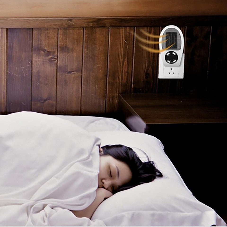 TERMOVENTILATORE MINI STUFA STUFETTA ELETTRICO 500W TIMER A PARETE SENZA FILO