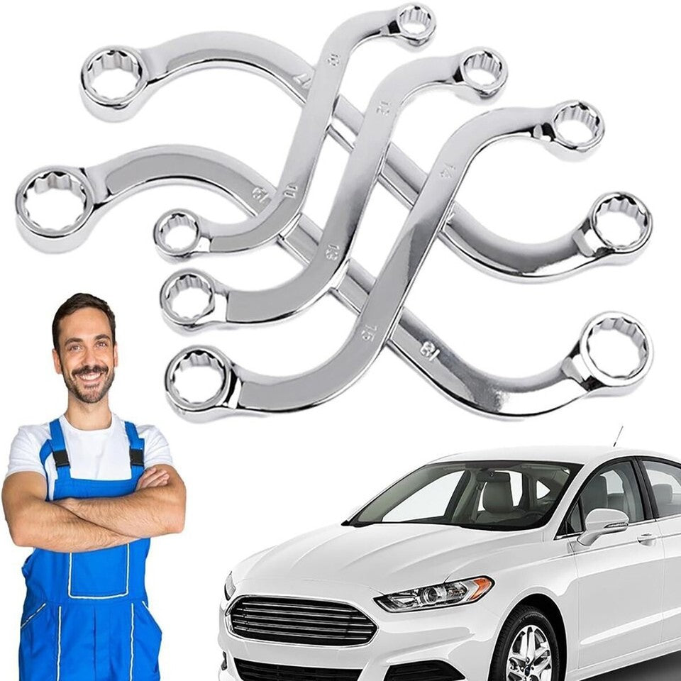 JEU DE 5 CLÉS MIROIR DE MÉCANICIEN COMBINÉES FIXES DE TYPE S VOITURE POLYGONALES À ŒILLET 10-19MM