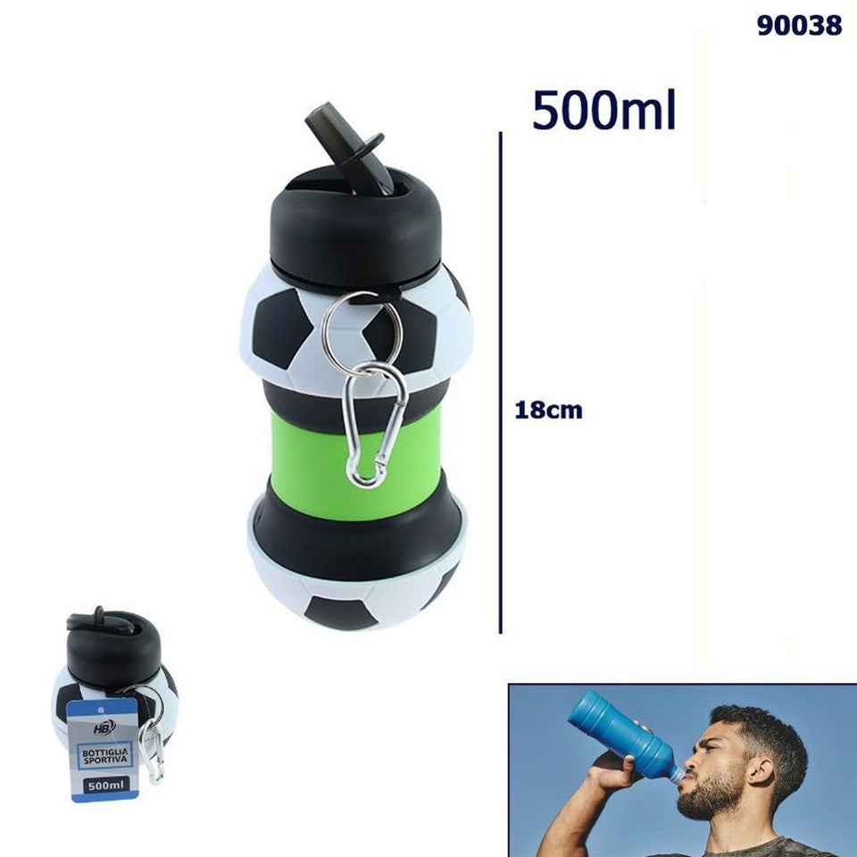 GOURDE SPORTIVE BOUTEILLE 500ML SALLE DE SPORT PLIABLE BALLON DE FOOTBALL 90038